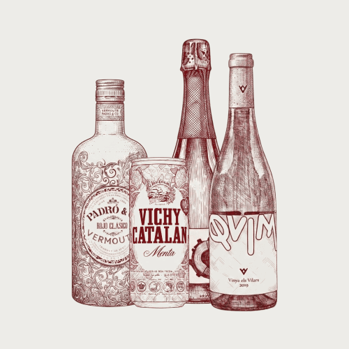 Catalaanse wijnen, traditionele vermouth, frisdranken en mineraalwater