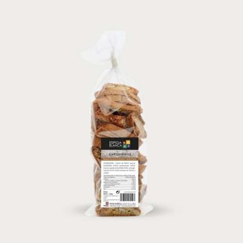 Doorzichtig zakje Carquinyolis van Espiga Blanca, 150g