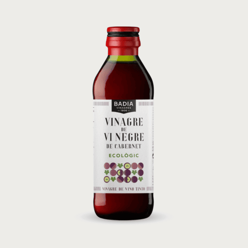 Fles Badia biologische rodewijnazijn van Cabernet Sauvignon.