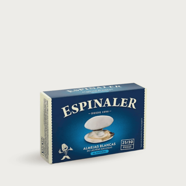 Blik van 111g Espinaler Almejas (zee-amandelen) 25 tot 30 stuks in eigen nat.